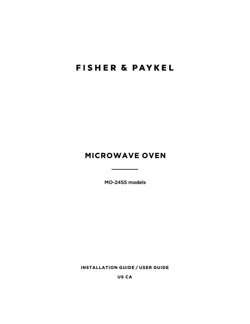 Page 1 de la notice Manuel utilisateur Fisher & Paykel MO-24SS-3Y