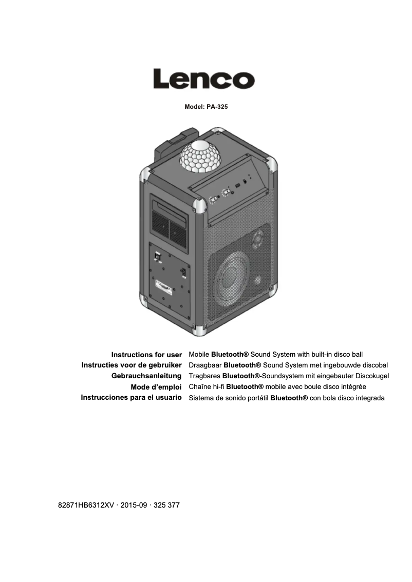 Image de la première page du manuel de l'appareil PA-325