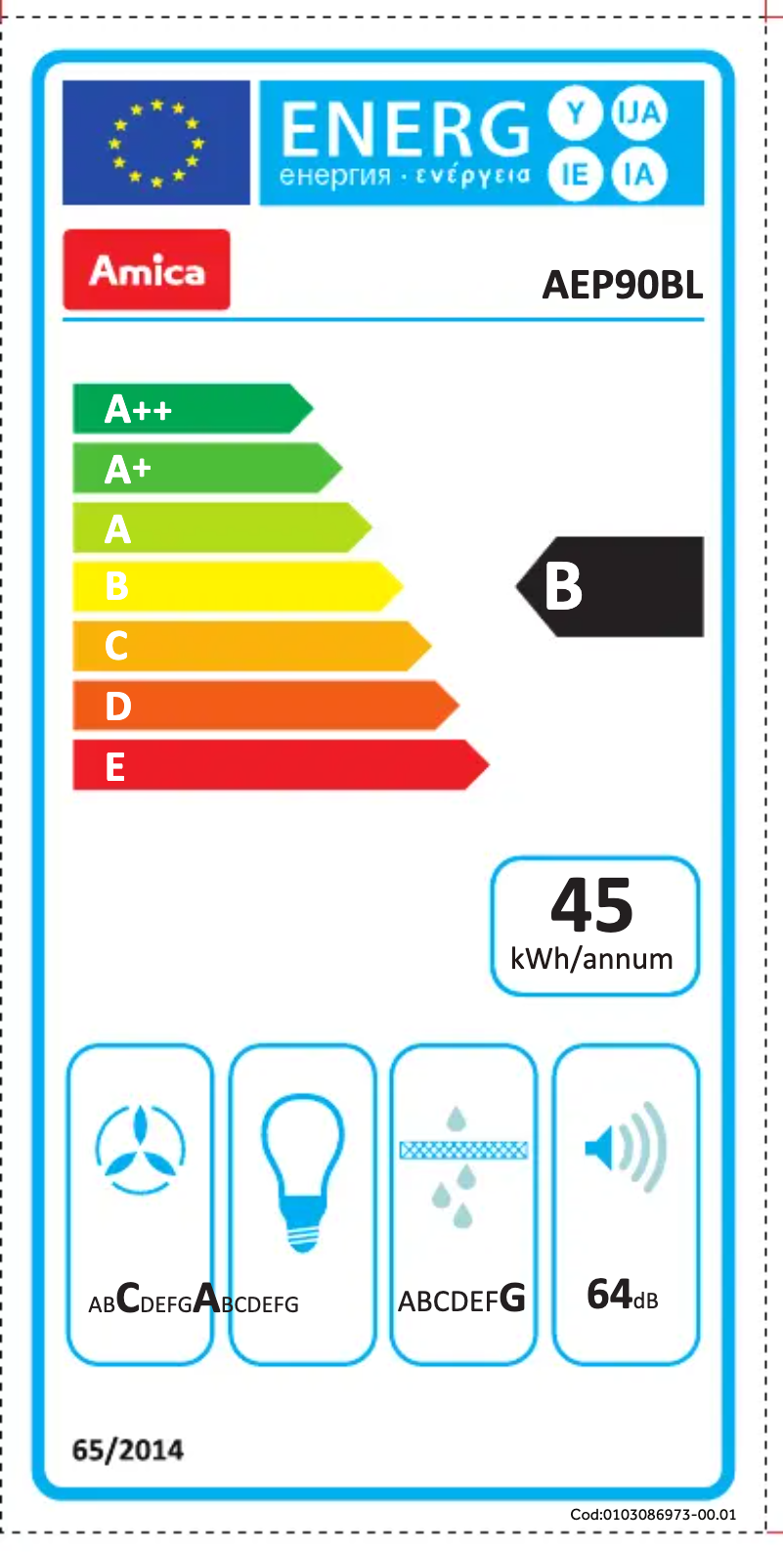 Page n°1 - Label énergétique Amica AEP90BL