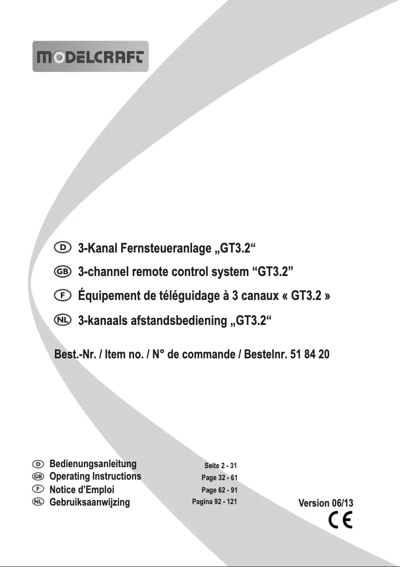 Page 1 de la notice Manuel utilisateur Modelcraft GT3.2