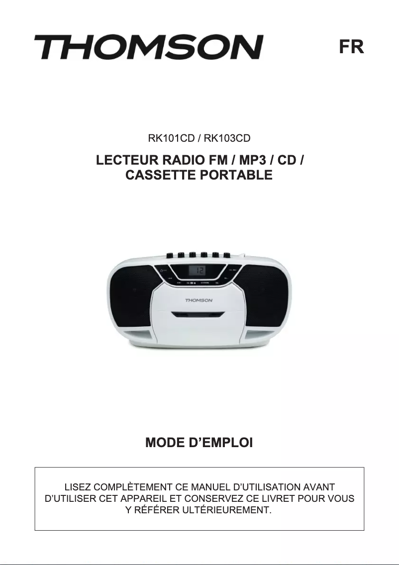 Image de la première page du manuel de l'appareil RK103CD