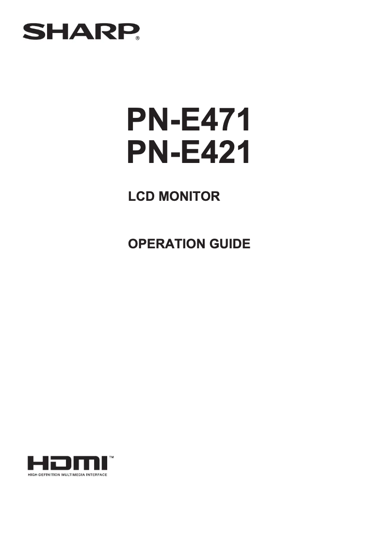 Page n°1 - Manuel utilisateur Sharp PN-E471