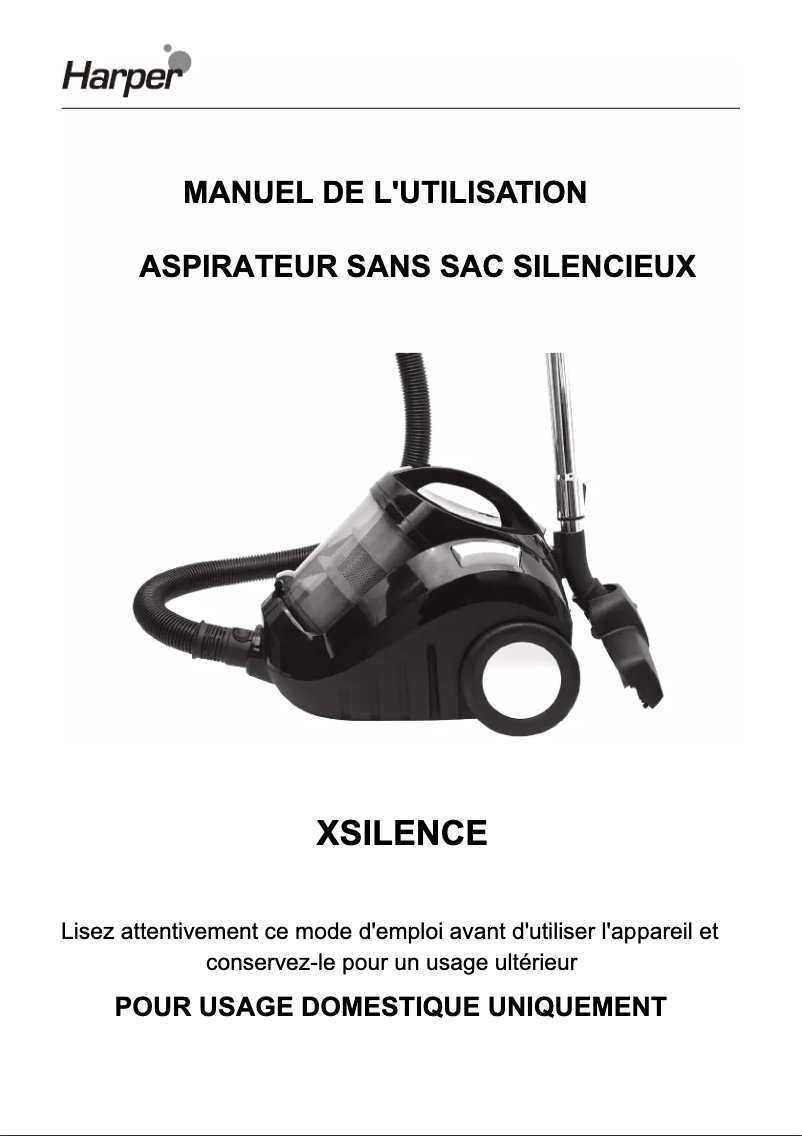 Page 1 de la notice Manuel utilisateur Harper XSILENCE