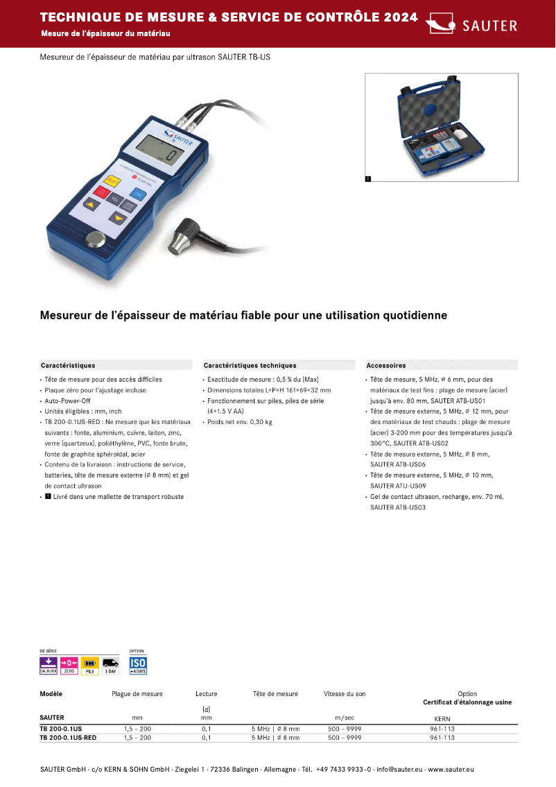 Page 1 de la notice Brochure Sauter TB 200-0.1US