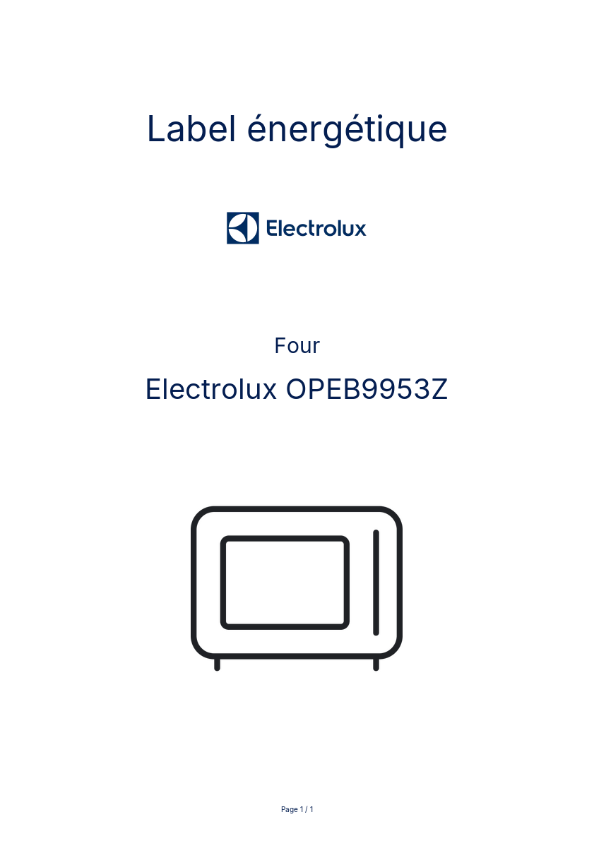 Page n°1 - Label énergétique Electrolux OPEB9953Z