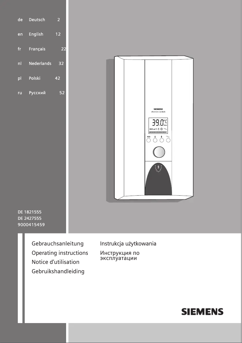 Page 1 de la notice Manuel utilisateur Siemens DE1821555