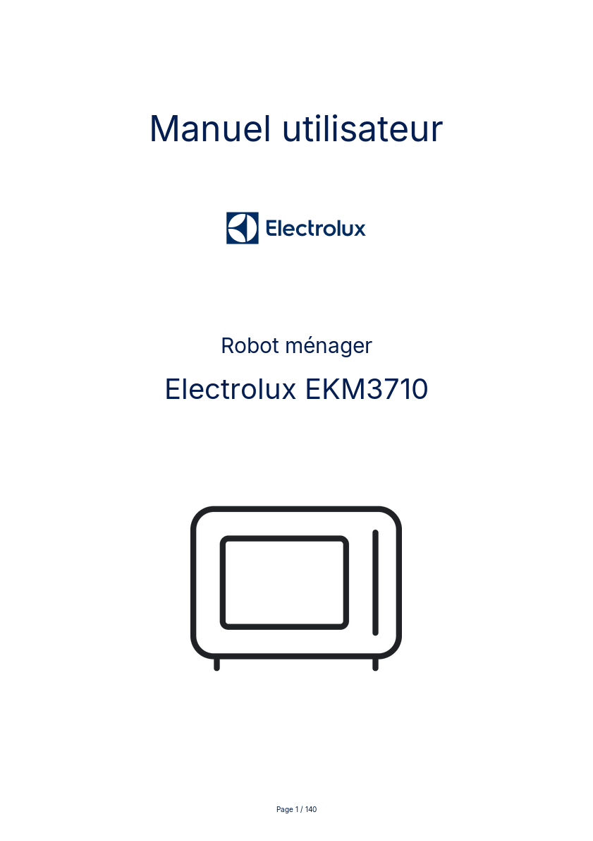 Page n°1 - Manuel utilisateur Electrolux EKM3710