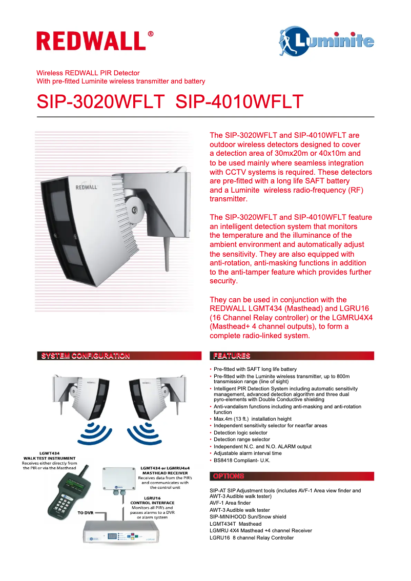 Page 1 de la notice Manuel utilisateur Optex REDWALL SIP-4010WF