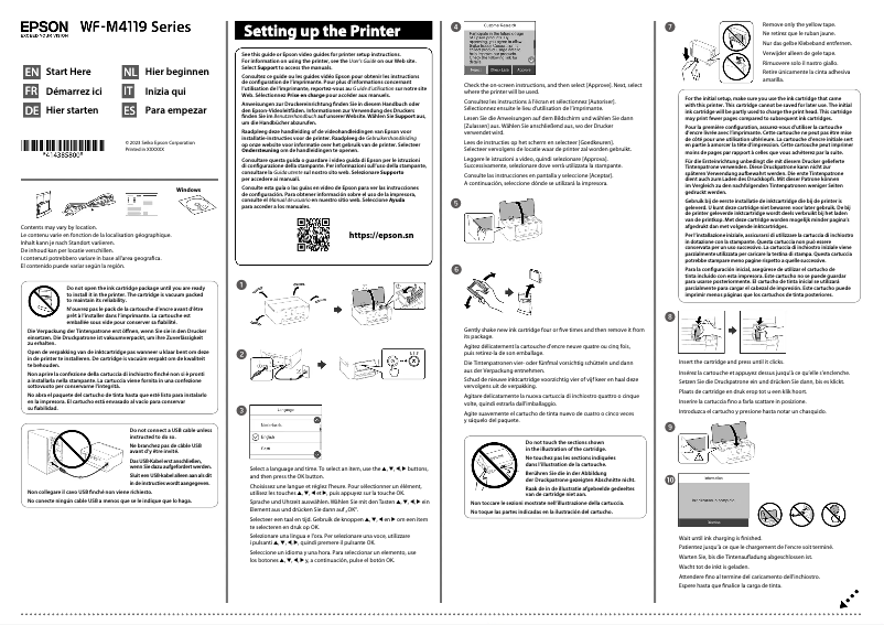 Page n°1 - Guide d'installation Epson WorkForce Pro WF-M4119DW
