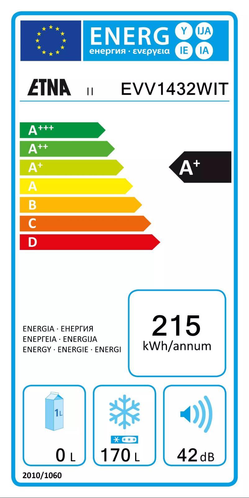 Page n°1 - Label énergétique Etna EVV1432WIT