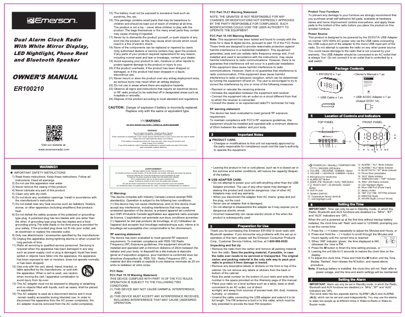 Image de la première page du manuel de l'appareil ER100210