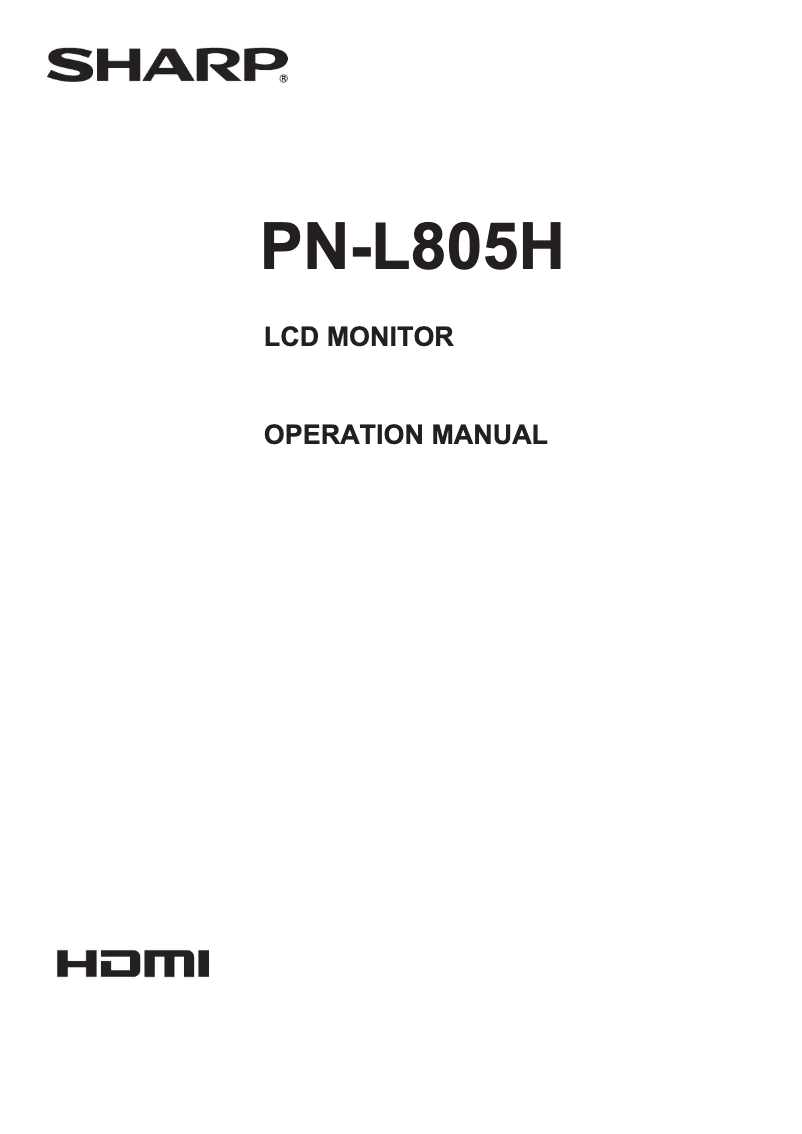Page n°1 - Manuel utilisateur Sharp Aquos PN-L805H