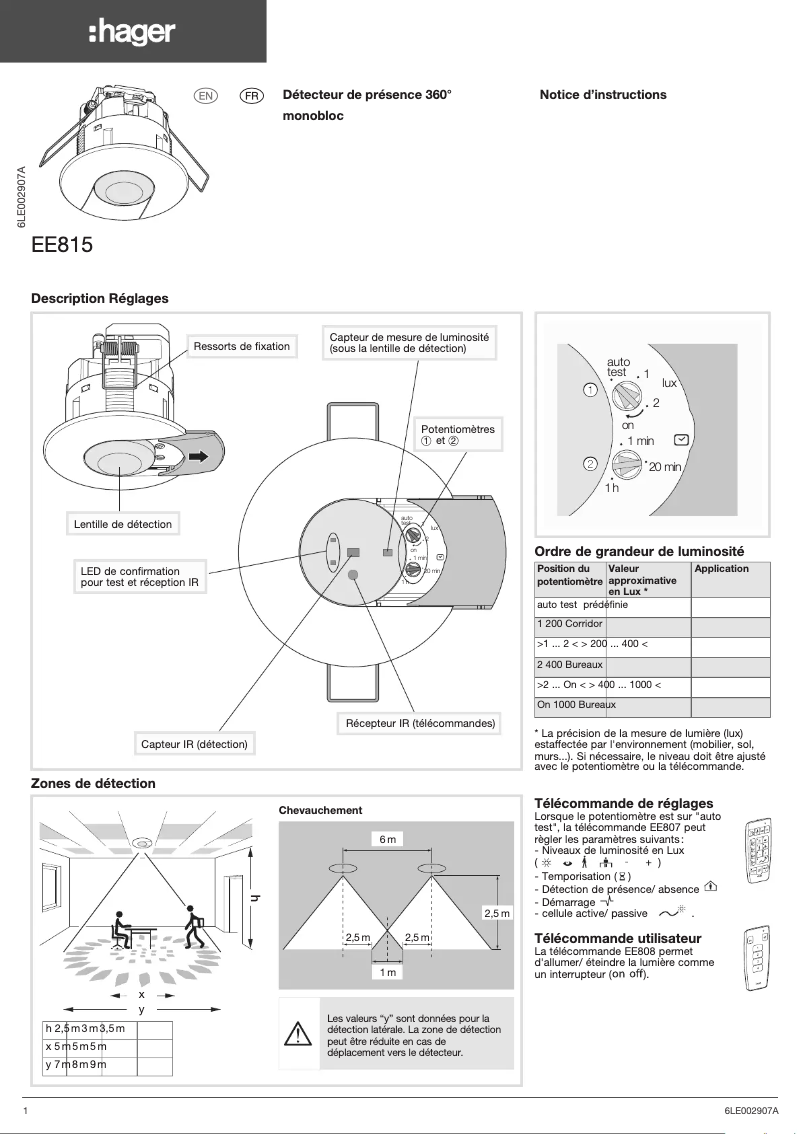Page 1 de la notice Manuel utilisateur Hager EE815B