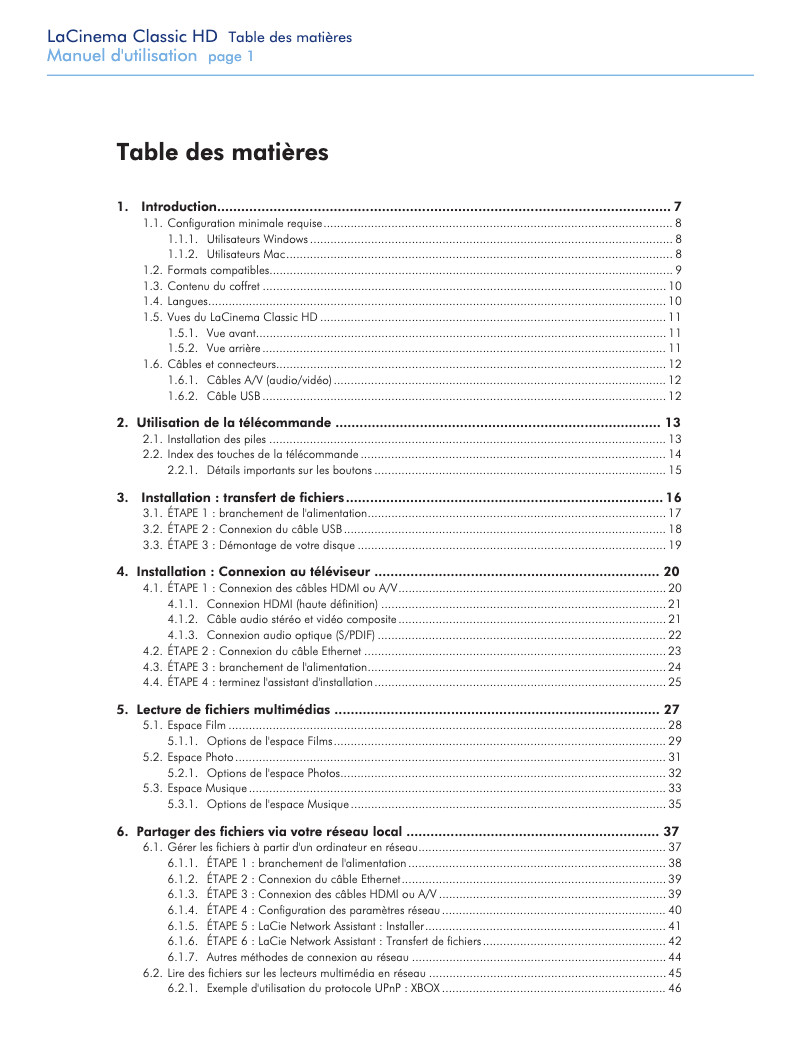 Página 1 del manual Manual de usuario LaCie LaCinema Classic HD