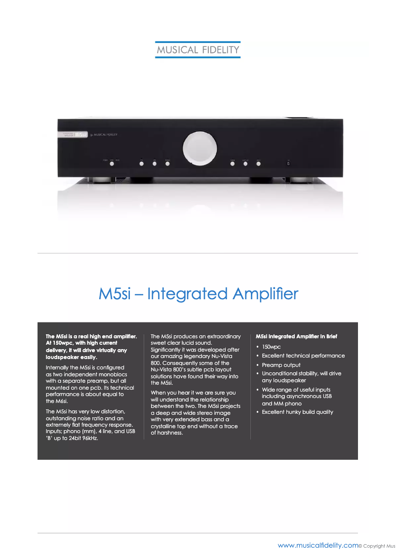 Image de la première page du manuel de l'appareil M5si