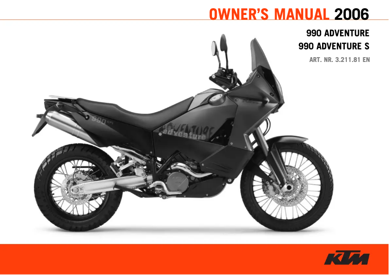Page n°1 - Manuel utilisateur KTM 990 Adventure S (2006)