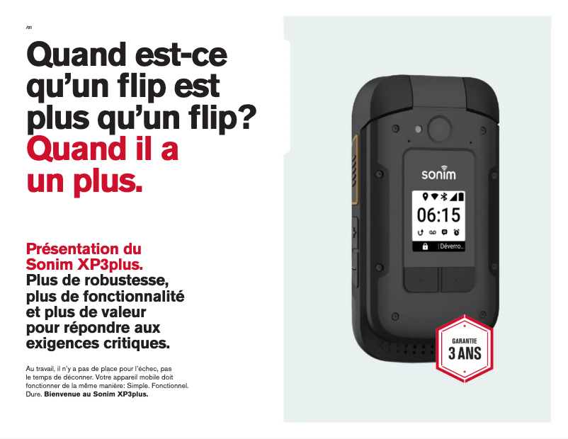 Page 1 de la notice Brochure Sonim XP3 Plus