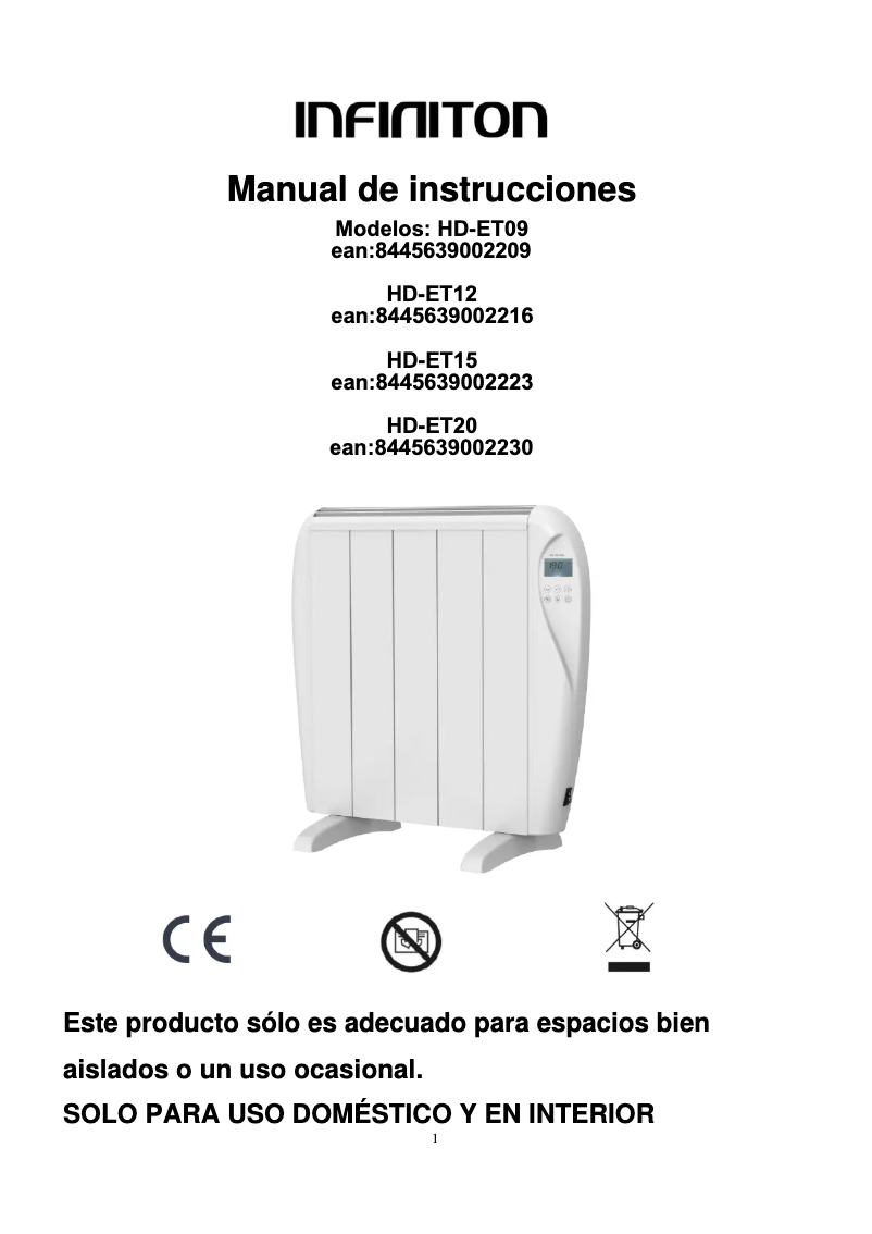 Page 1 de la notice Manuel utilisateur Infiniton HD-ET12