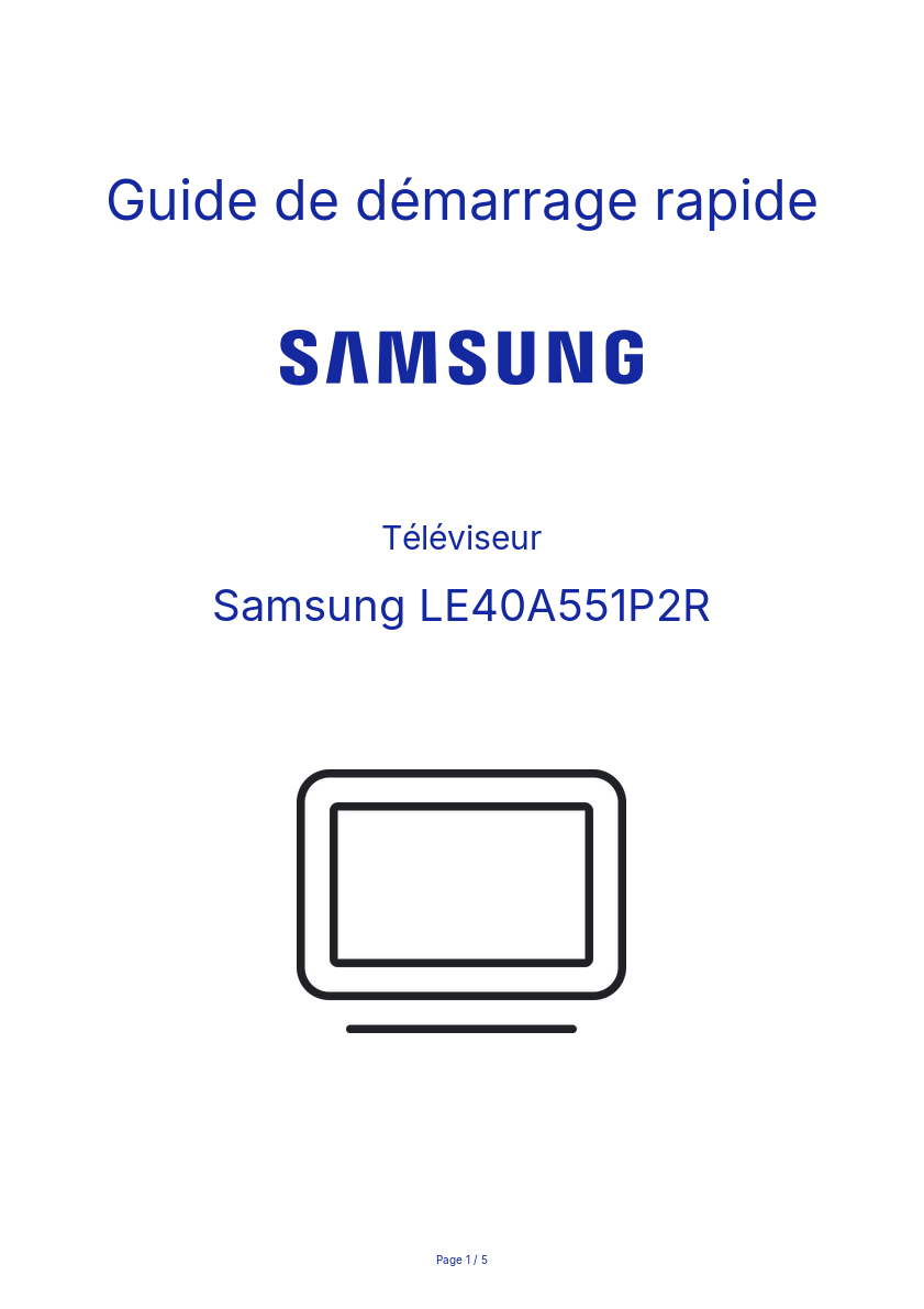 Image de la première page du manuel de l'appareil LE40A551P2R