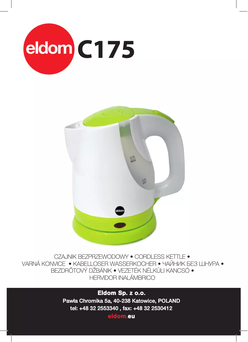 Page n°1 - Manuel utilisateur Eldom C175