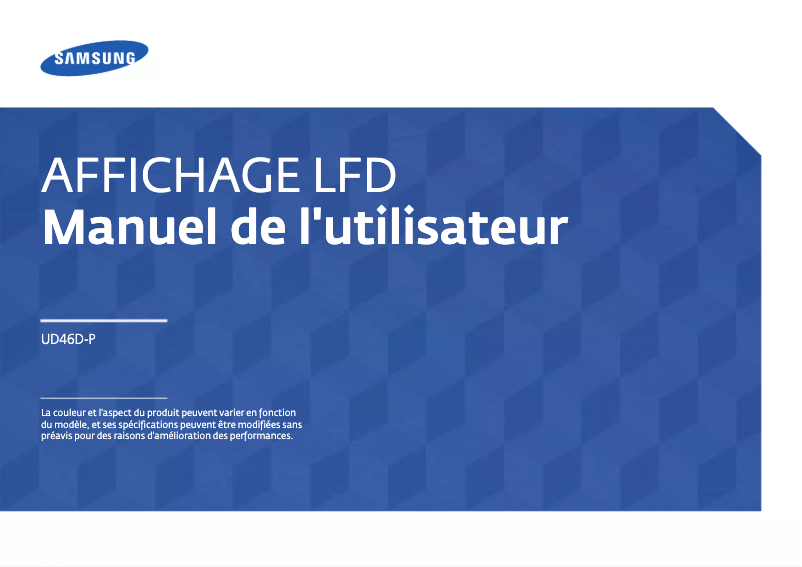 Page n°1 - Manuel utilisateur Samsung UD46D-P