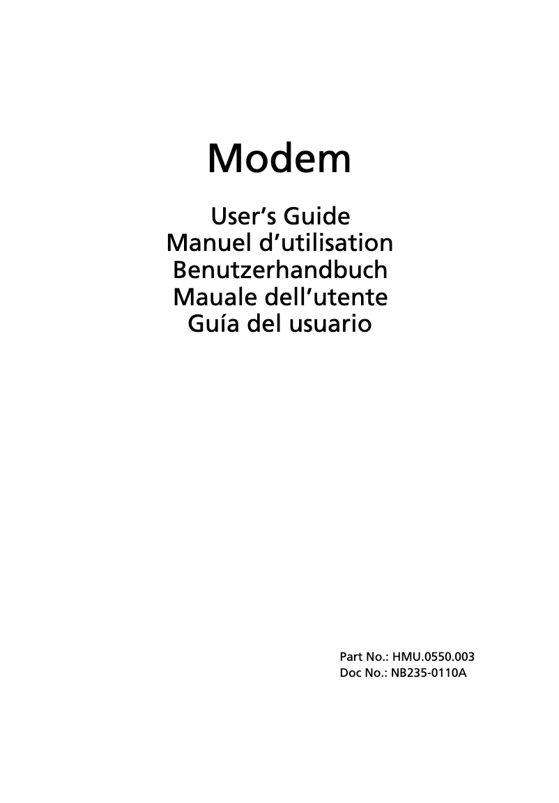 Imagen de la primera página del manual del dispositivo System Modem