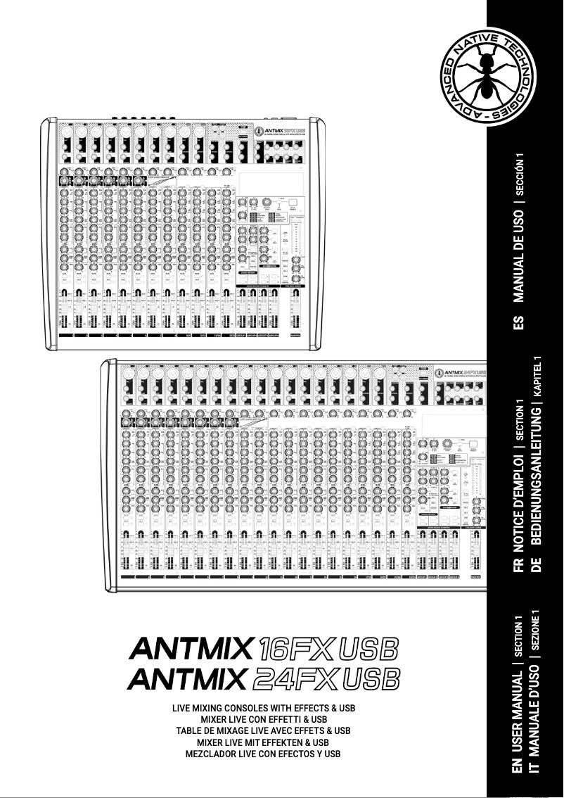 Page n°1 - Manuel utilisateur ANT Antmix 16FX USB
