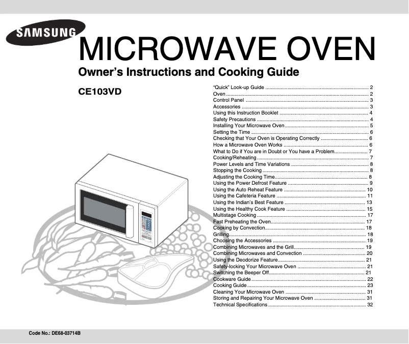 Page 1 de la notice Manuel utilisateur Samsung CE103VD