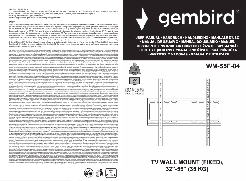 Page n°1 - Manuel utilisateur Gembird WM-55F-04