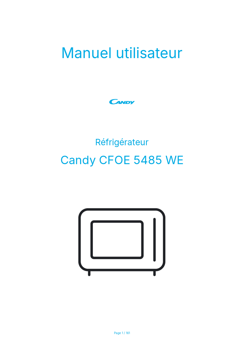 Page n°1 - Manuel utilisateur Candy CFOE 5485 WE