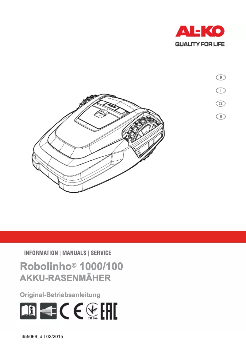 Page n°1 - Manuel utilisateur AL-KO Robolinho 110