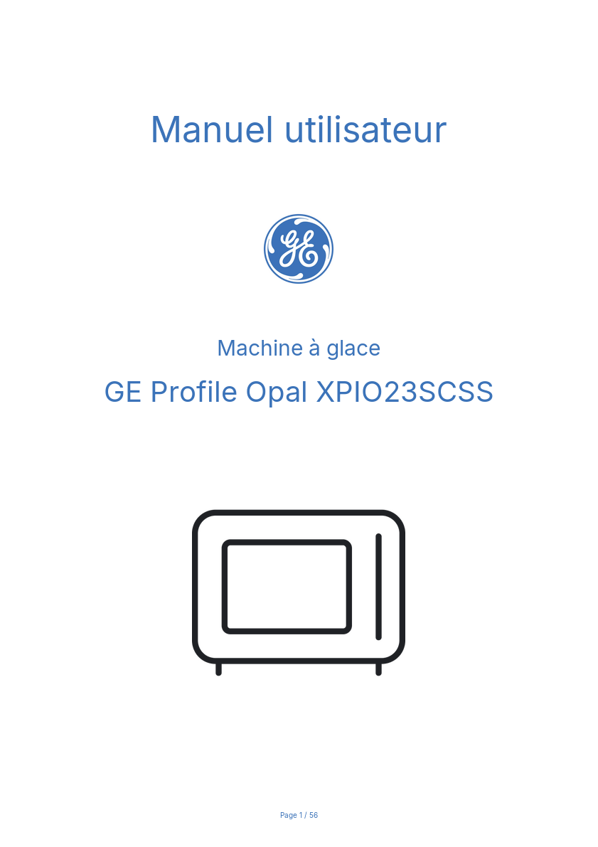 Page n°1 - Manuel utilisateur GE Profile Opal XPIO23SCSS