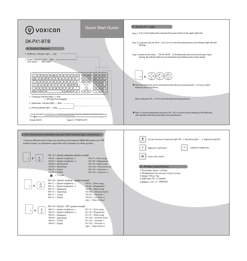 Image de la première page du manuel de l'appareil DK-PX1-B