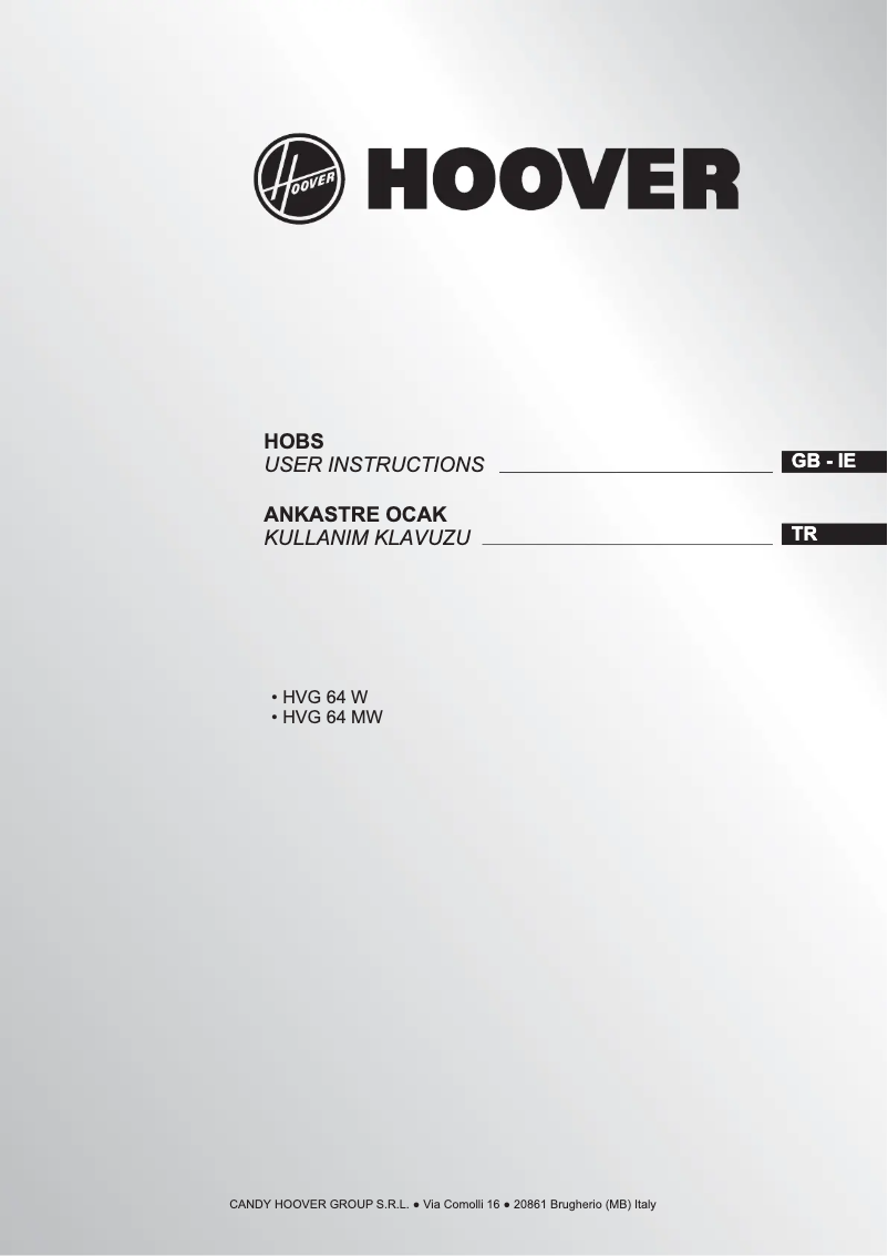 Page n°1 - Manuel utilisateur Hoover HVG64MW