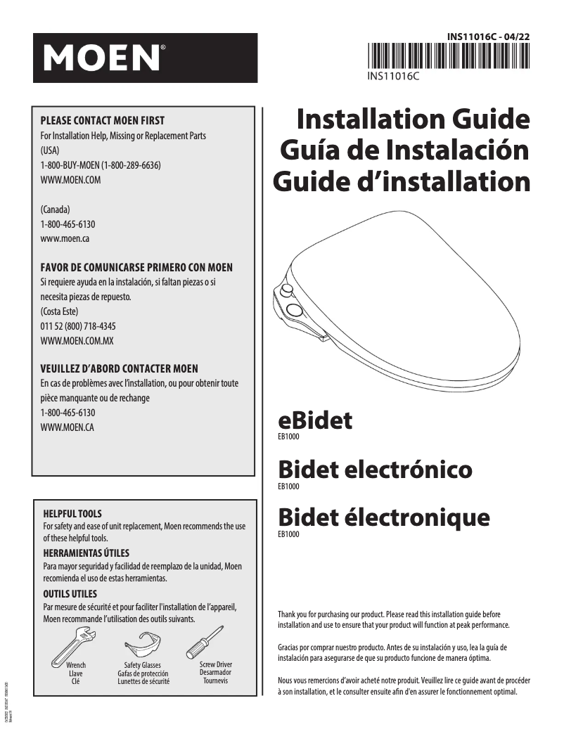 Página 1 del manual Manual de usuario Moen EB1000
