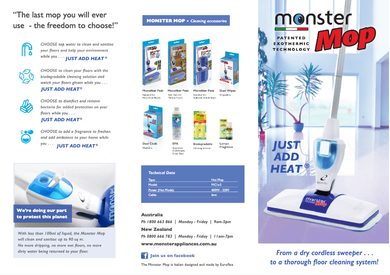 Image de la première page du manuel de l'appareil Monster Mop