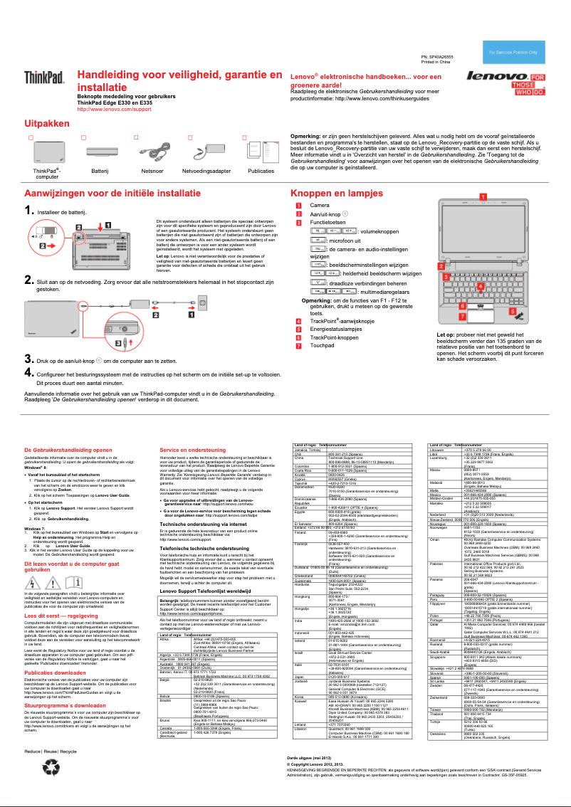 Page n°1 - Manuel utilisateur Lenovo ThinkPad Edge E335 NZT66MH