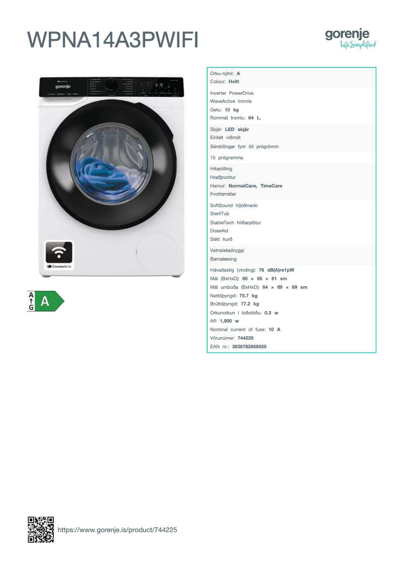 Image de la première page du manuel de l'appareil WPNA14A3PWIFI