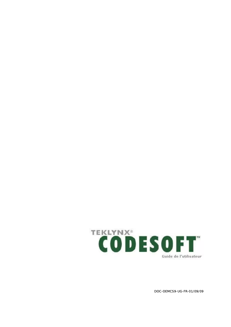 Page n°1 - Manuel utilisateur Teklynx Codesoft 9.1 Lite