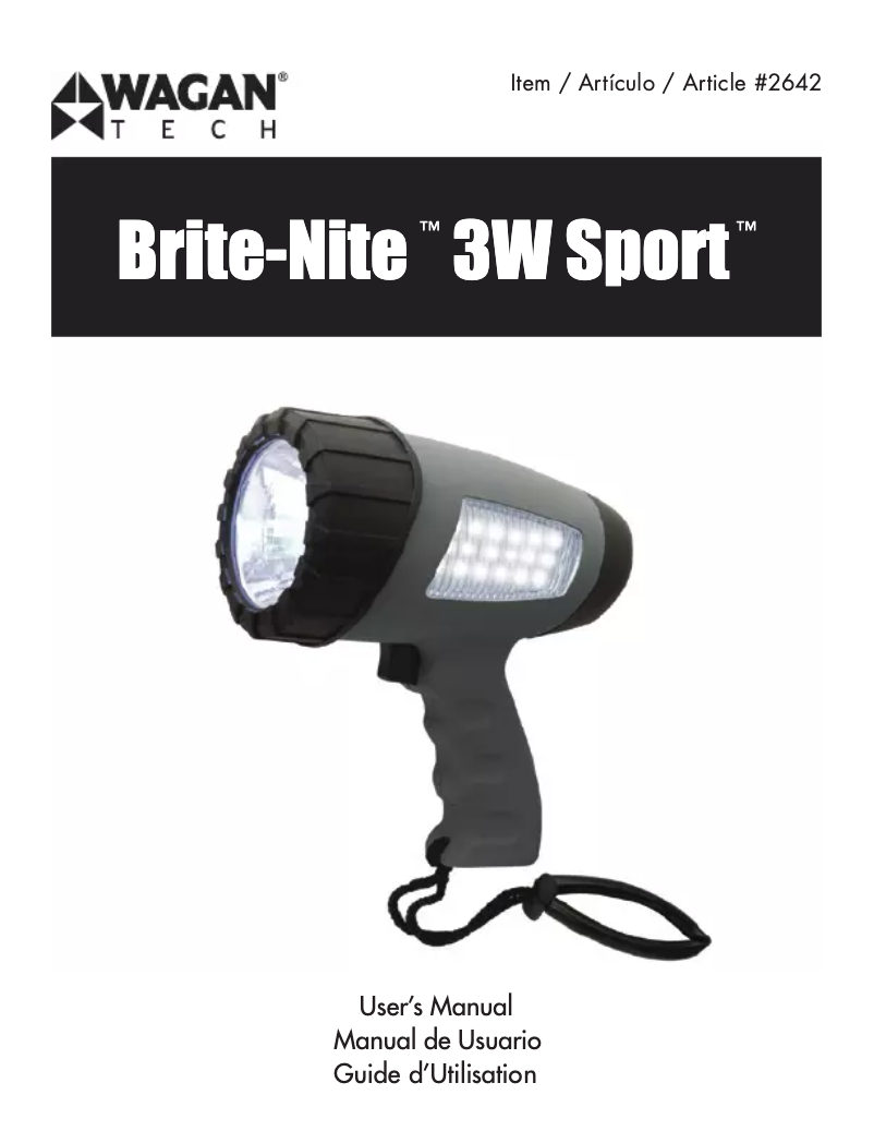Page 1 de la notice Manuel utilisateur WAGAN Brite‑Nite 3W Sport