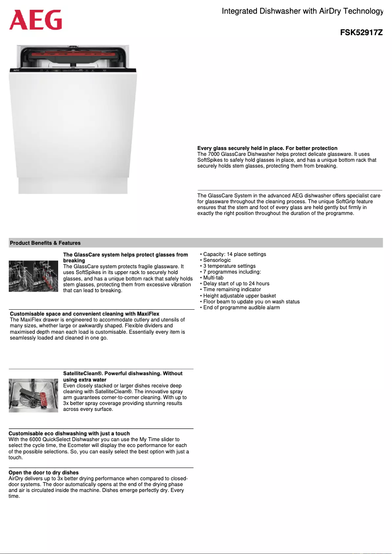 Página 1 del manual Ficha técnica AEG FSK52917Z