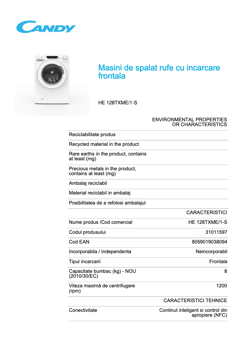 Image de la première page du manuel de l'appareil HE 128TXME/1-S