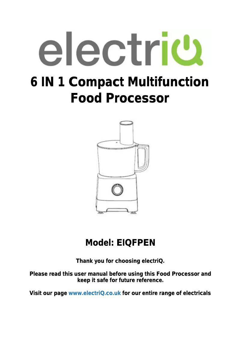 Page 1 de la notice Manuel utilisateur ElectriQ EIQFPEN