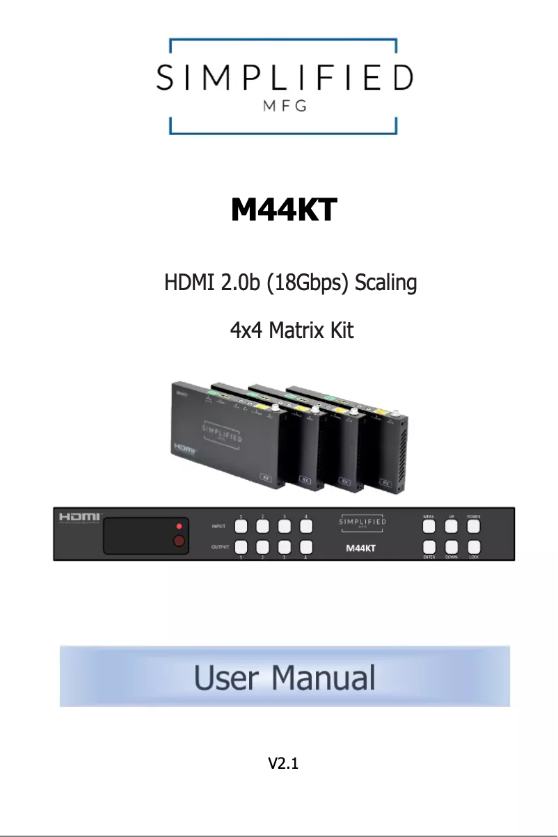 Page 1 de la notice Manuel utilisateur Simplified MFG M44KT