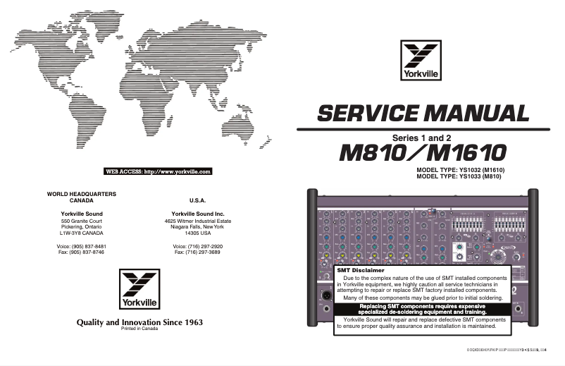 Page 1 de la notice Manuel utilisateur Yorkville M1610