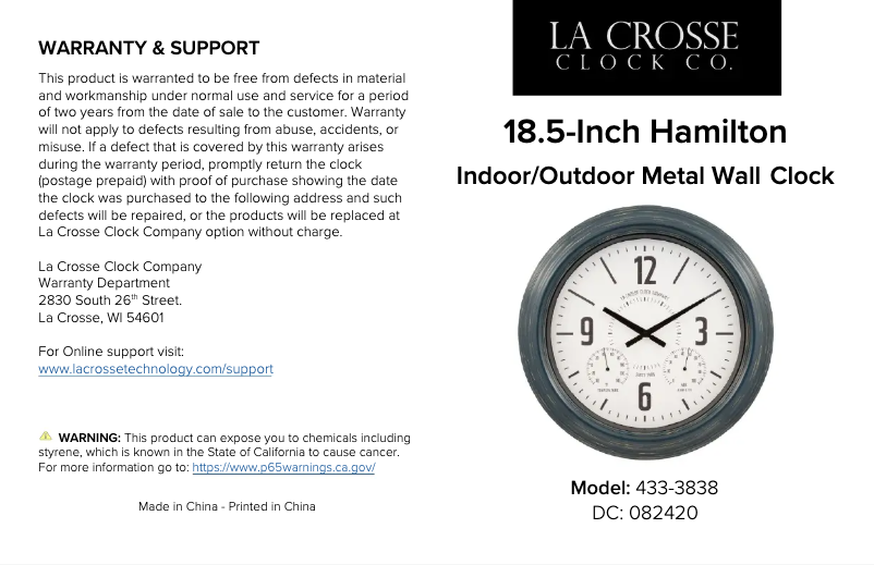 Image de la première page du manuel de l'appareil 433-3838