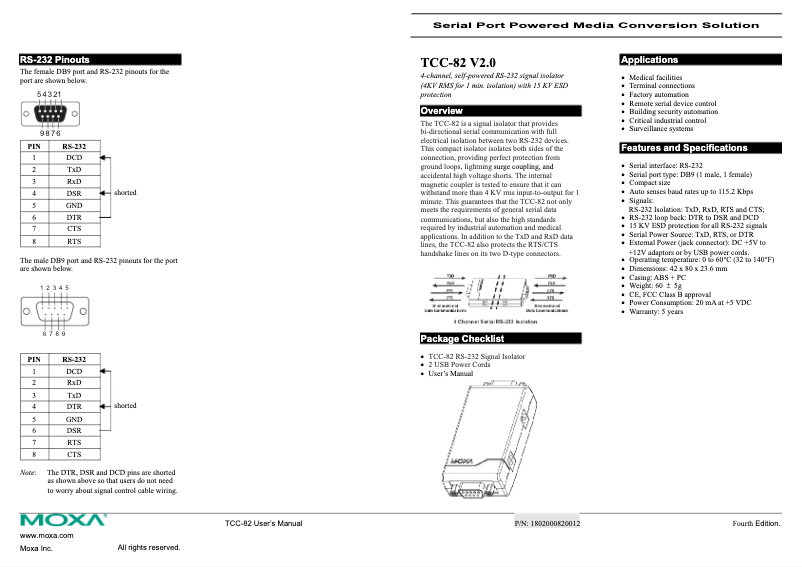 Page n°1 - Manuel utilisateur Moxa TCC-82-RP