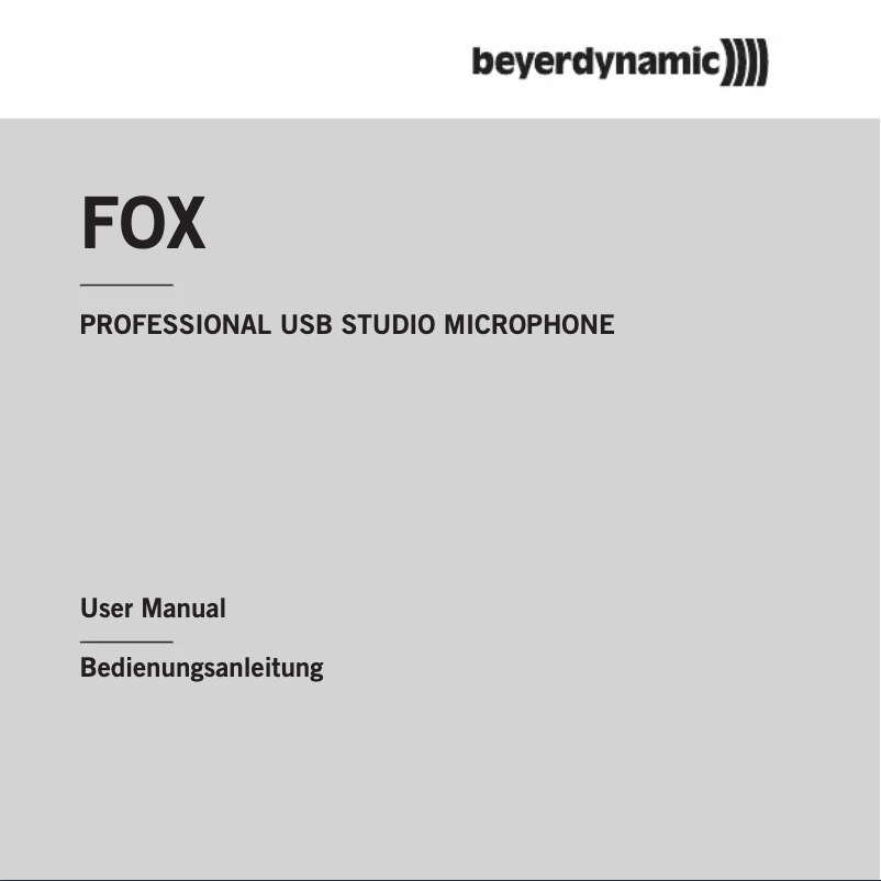 Page 1 de la notice Manuel utilisateur Beyerdynamic Fox