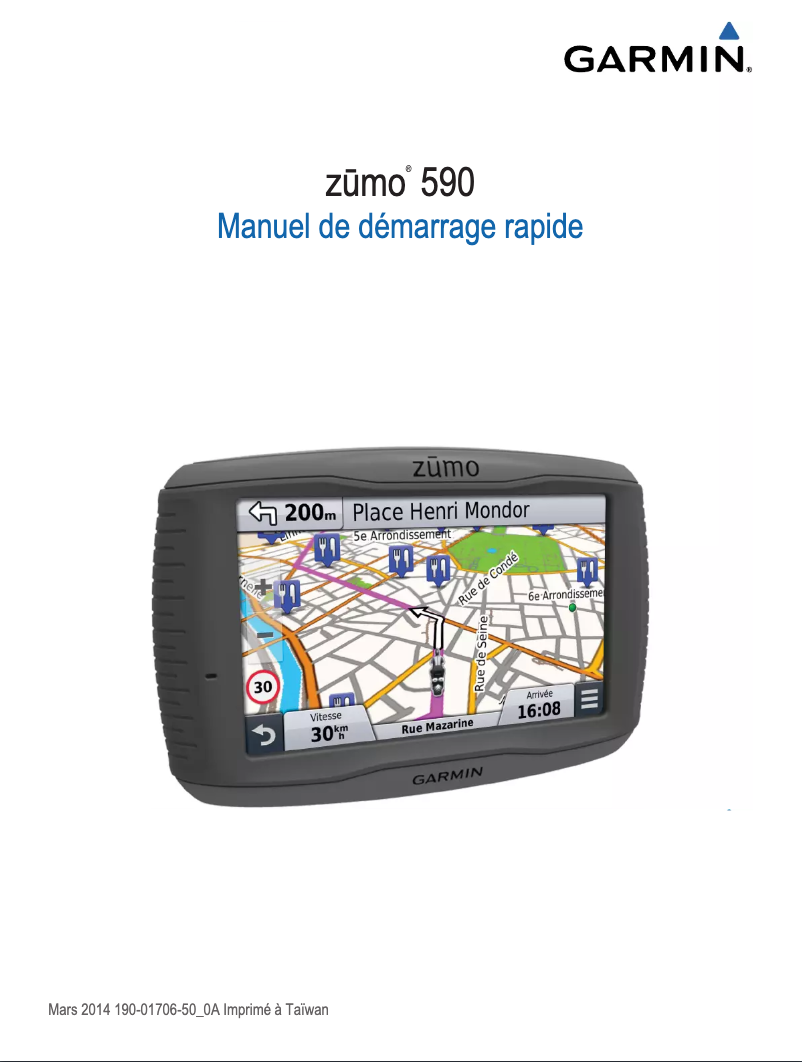 Image de la première page du manuel de l'appareil zūmo 590LM