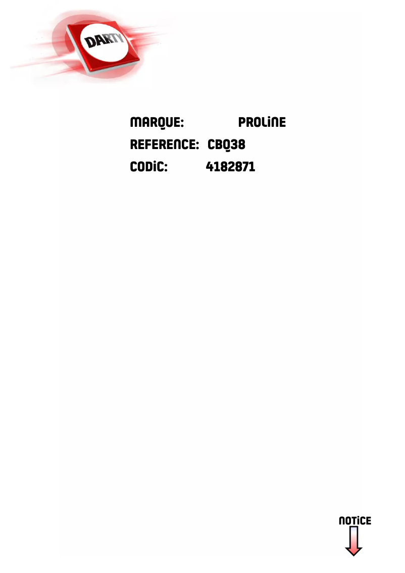 Page 1 de la notice Manuel utilisateur Proline CBQ38